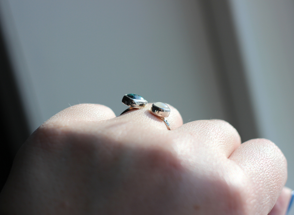 Moonstone and Turquoise Adjustable Ring