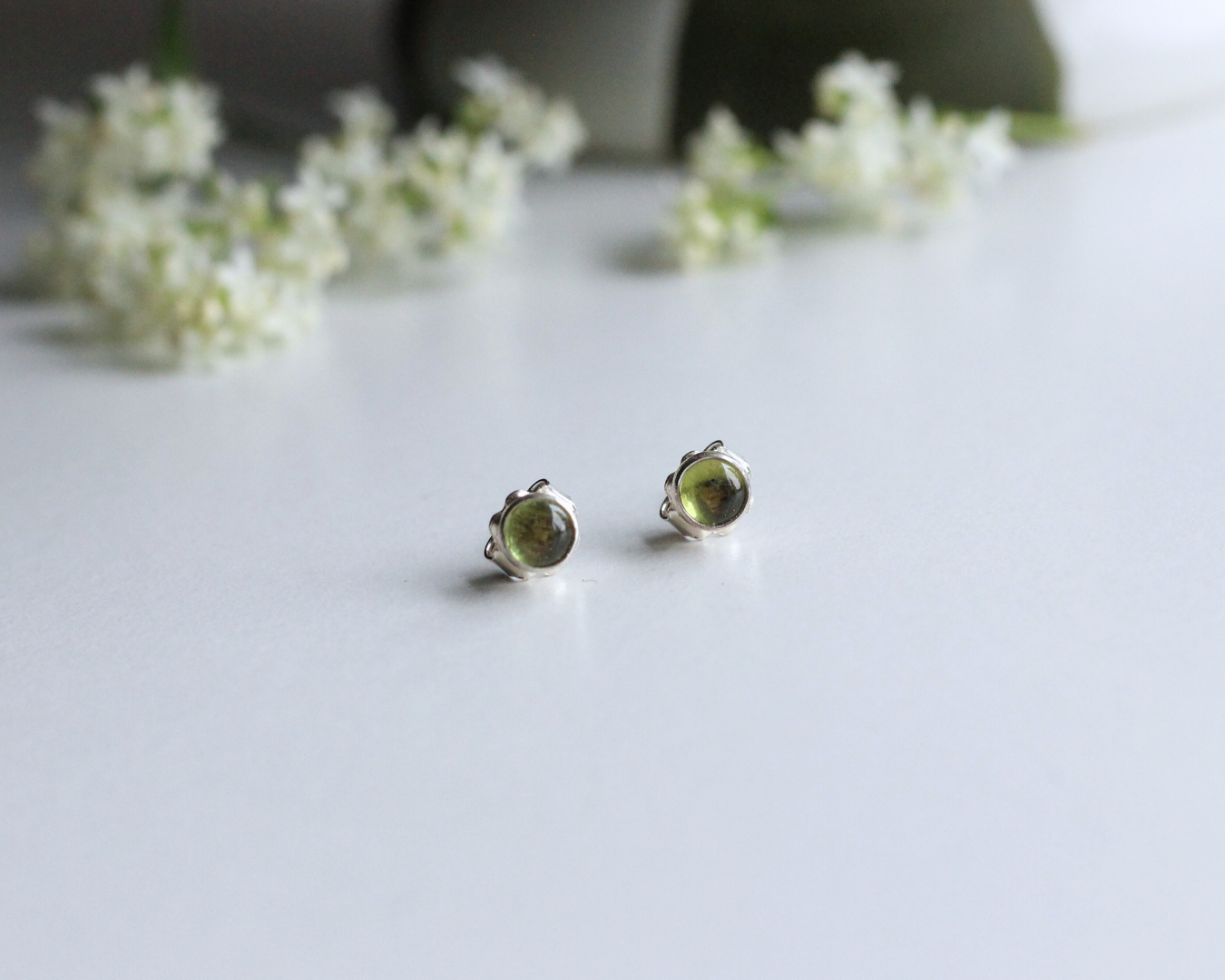 Peridot Studs // Sterling Silver Earrings