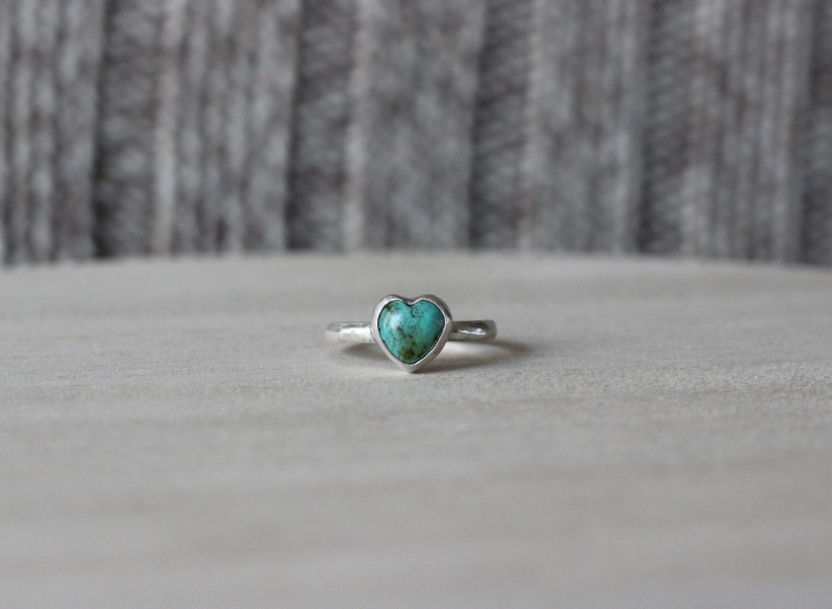 Turquoise Heart Ring // Size 7