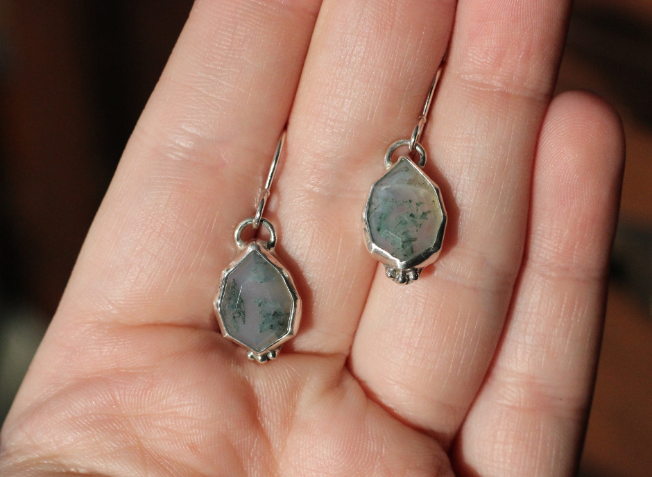 Moss Agate Drop Earrings