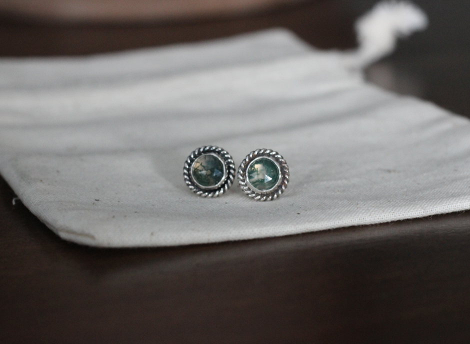 Moss Agate Lasso Studs