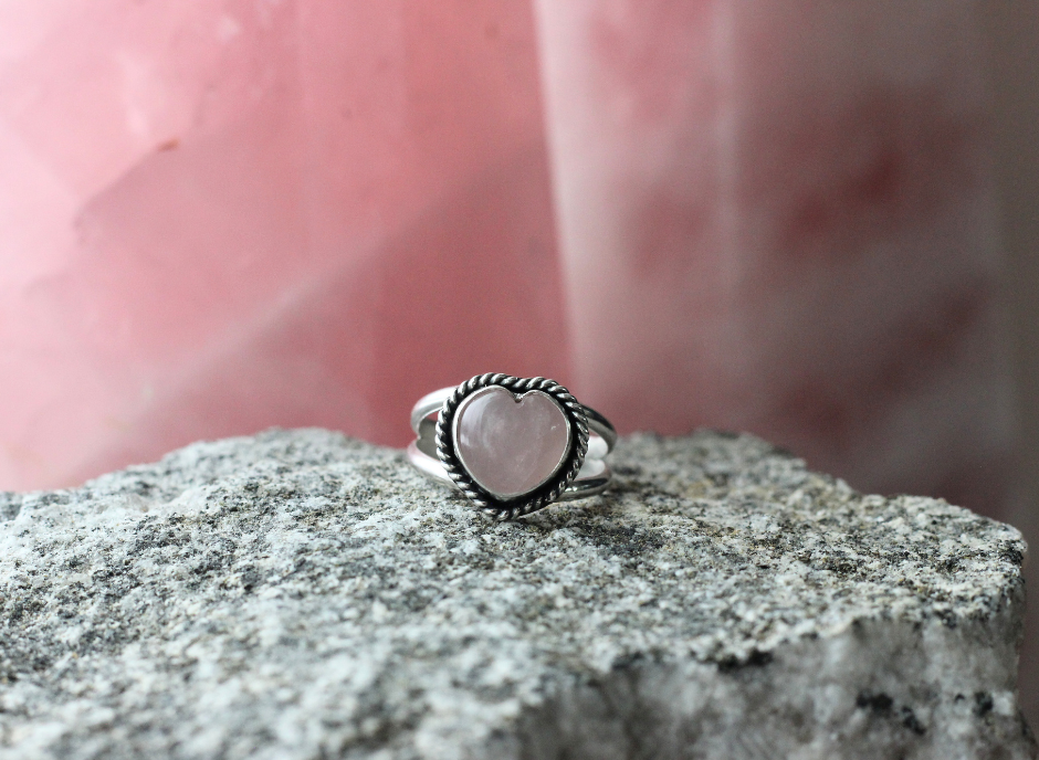 Rose Quartz Heart Ring // Made to Order