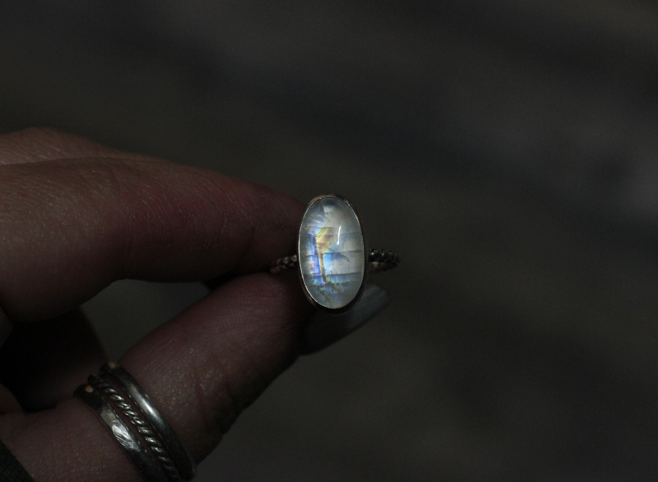 Rainbow Moonstone Ring // Size 5.75