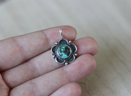 Turquoise Flower Pendant // One of a Kind