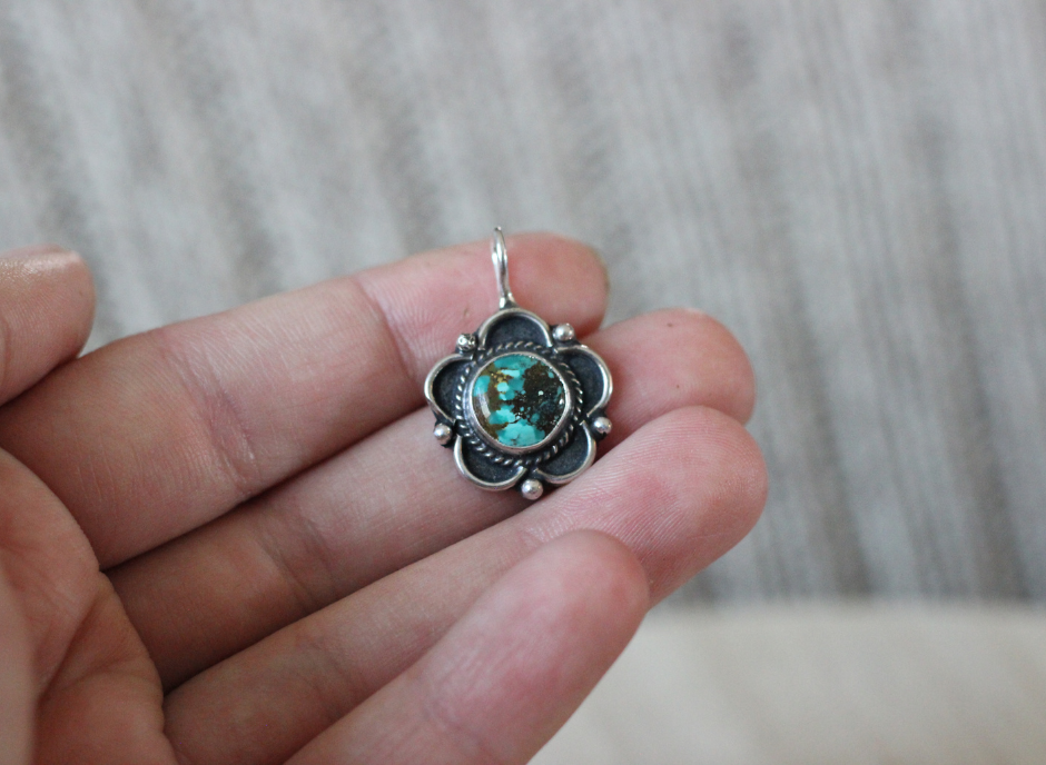 Turquoise Flower Pendant // One of a Kind