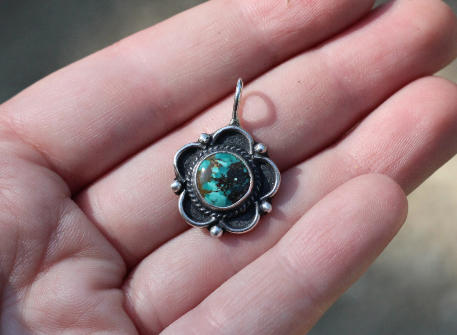 Turquoise Flower Pendant // One of a Kind