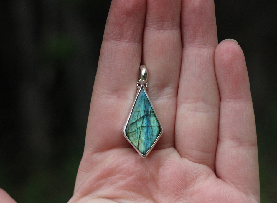 Green Labradorite Pendant // OOAK