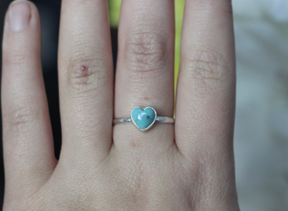 Turquoise Heart Ring // Size 11