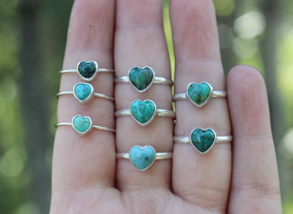 Turquoise Heart Ring // Size 11