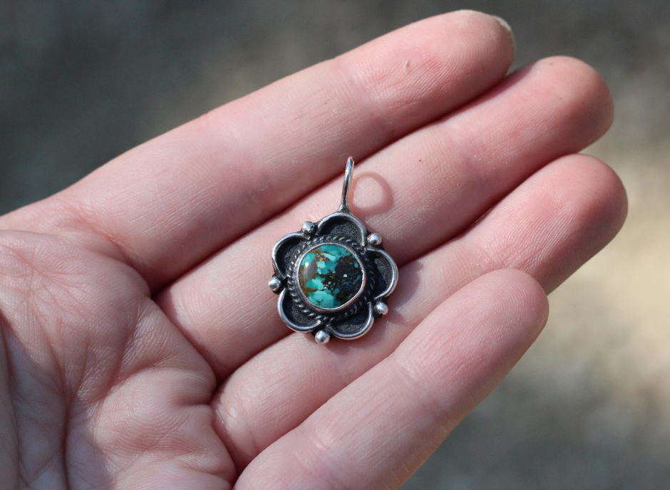 Turquoise Flower Pendant // One of a Kind