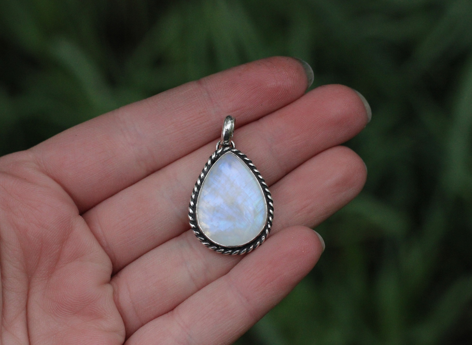 Rainbow Moonstone Pendant // OOAK