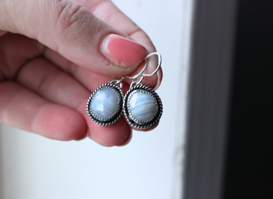 Blue Lace Agate Earrings