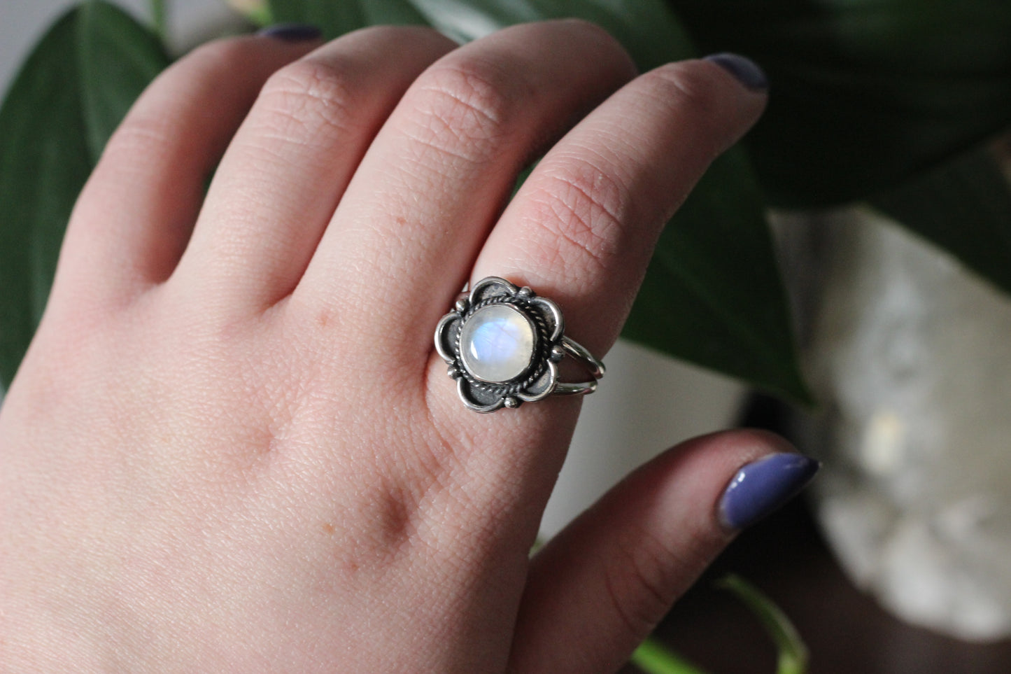 Rainbow Moonflower Ring // Choose Your Size