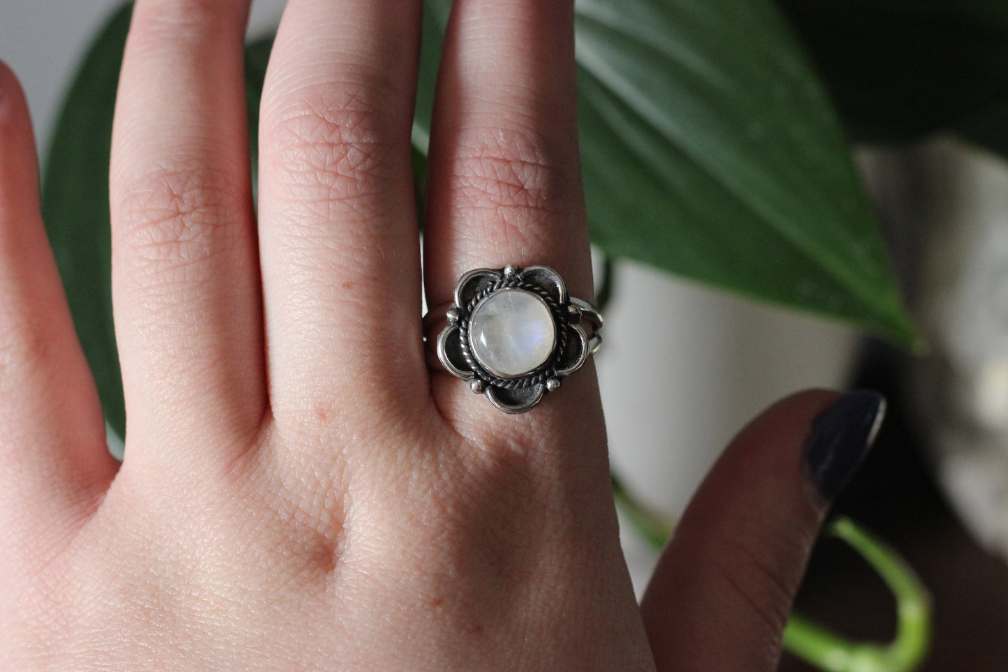 Rainbow Moonflower Ring // Choose Your Size