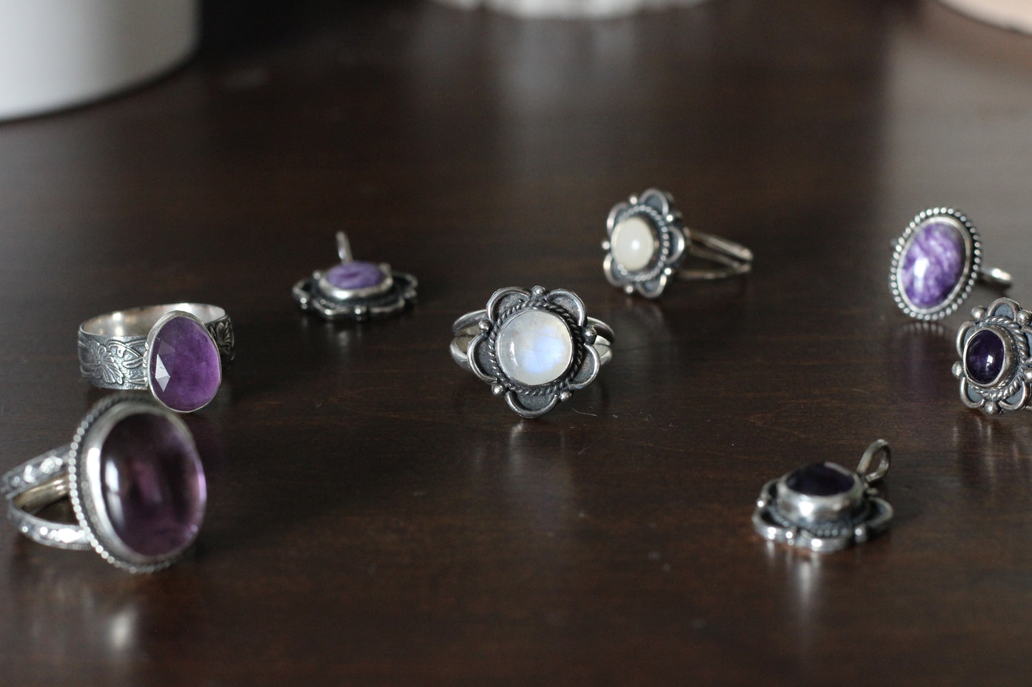 Rainbow Moonflower Ring // Choose Your Size
