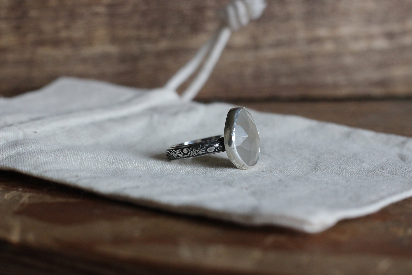 Grey Moonstone Ring // Size 9