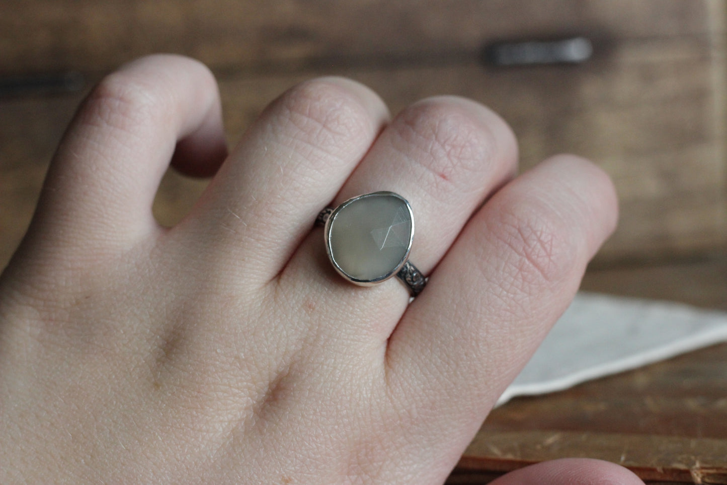 Grey Moonstone Ring // Size 9