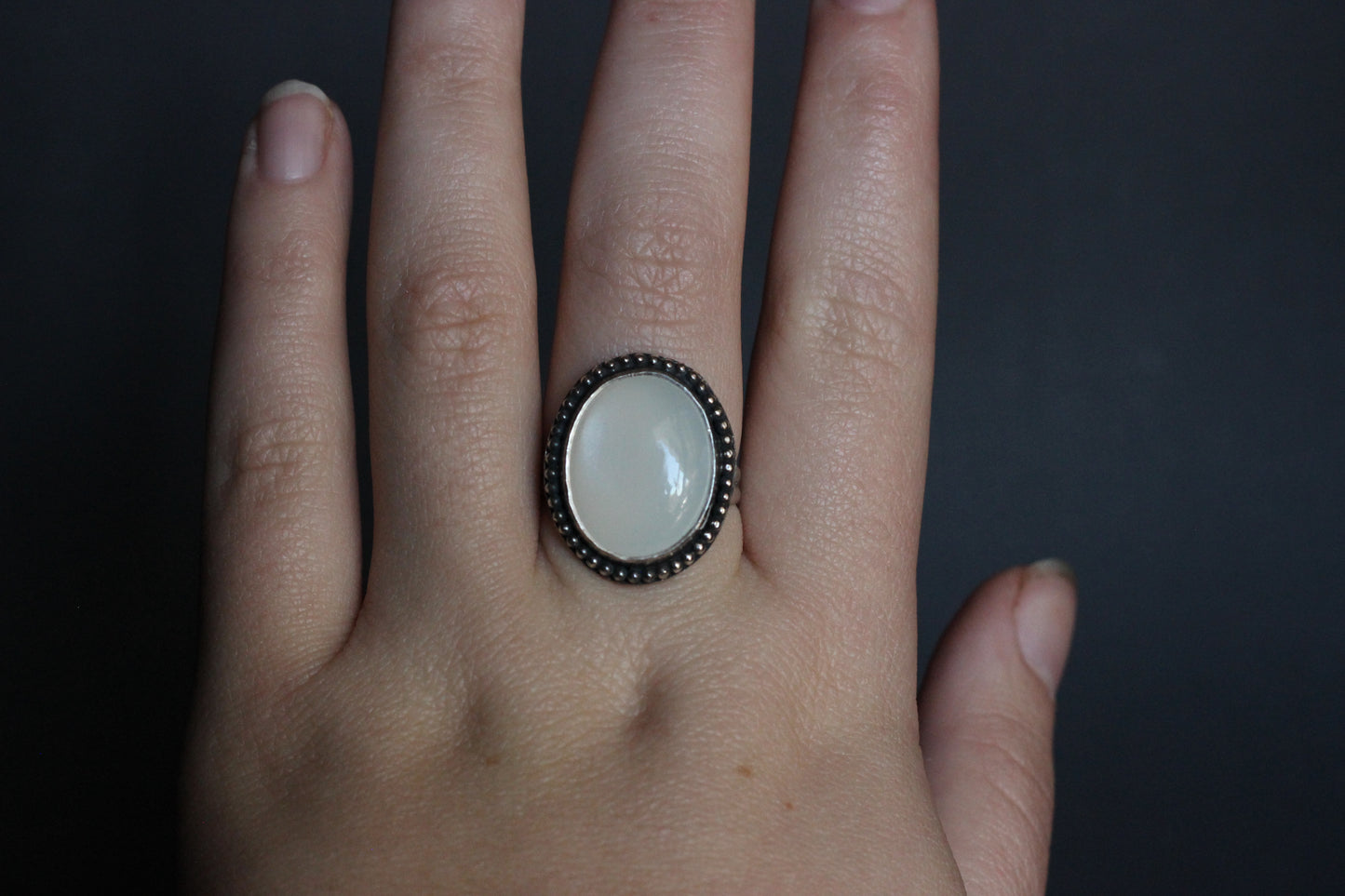 White Moonstone Statement Ring // Size 11