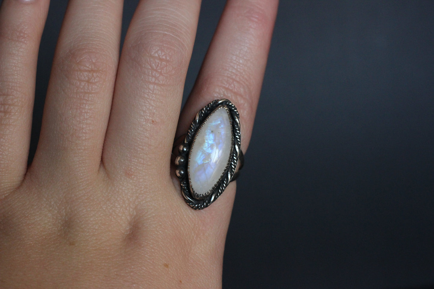 Rainbow Moonstone Statement Ring // Size 10