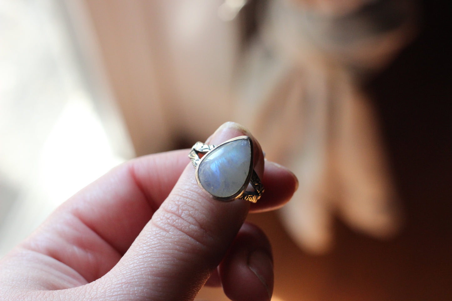 Rainbow Moonstone Ring // Size 8