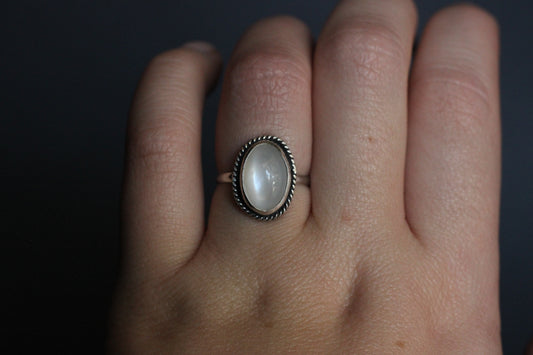 White Moonstone Ring // Size 8