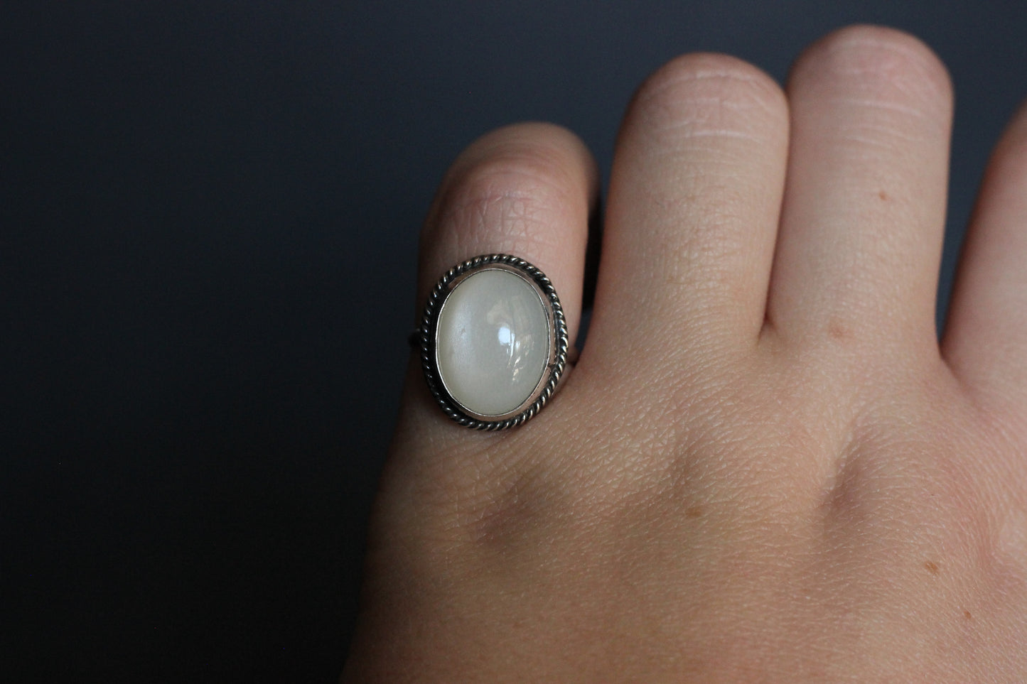 White Moonstone Ring // Size 7