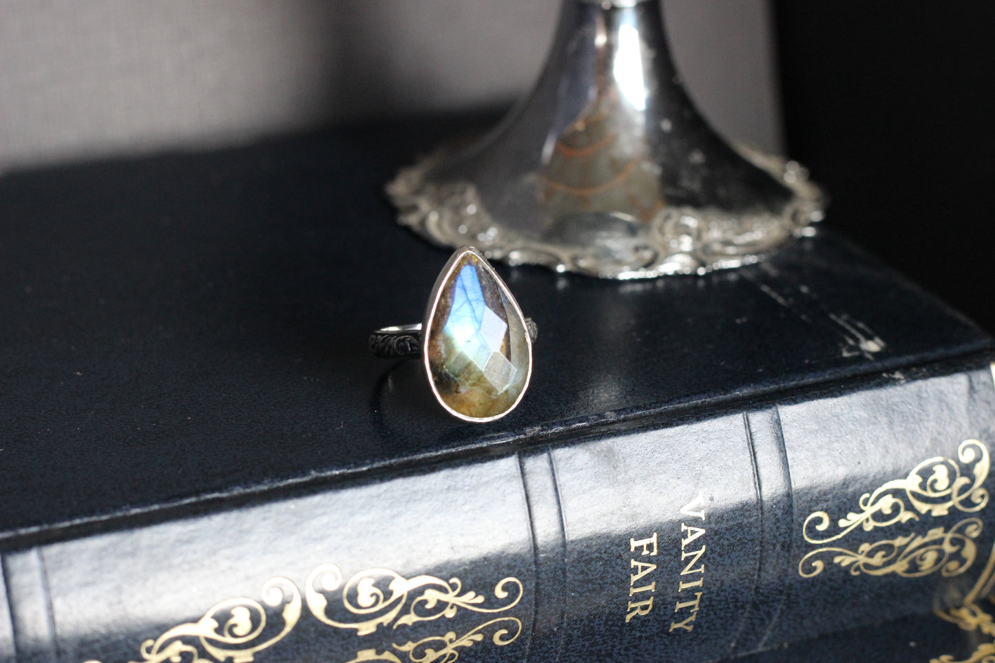Rose Cut Labradorite Ring // Size 8