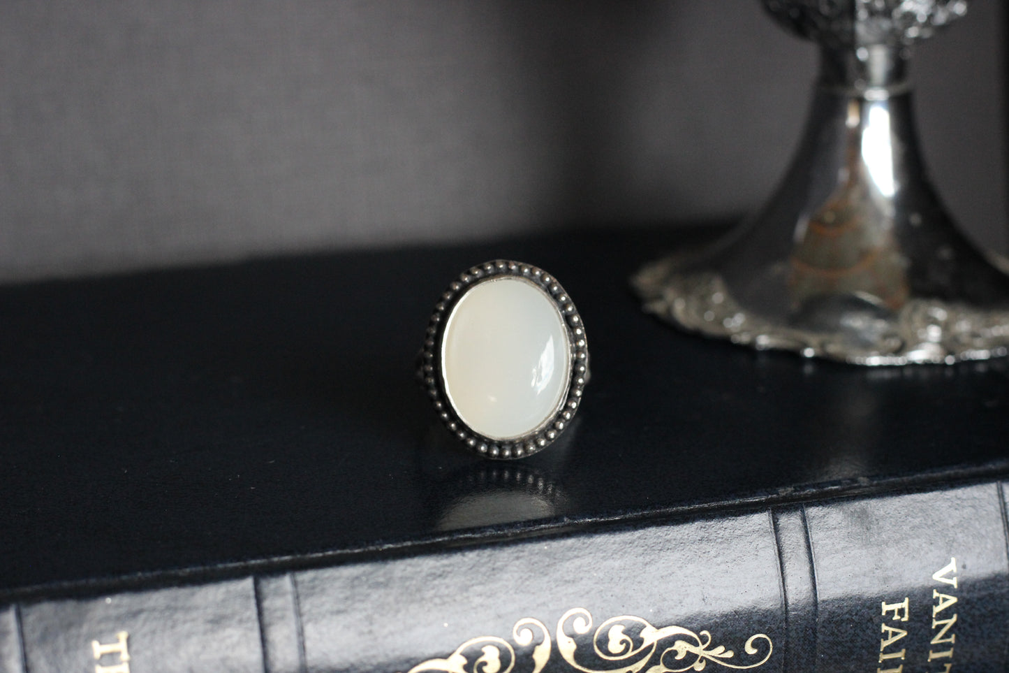 White Moonstone Statement Ring // Size 11