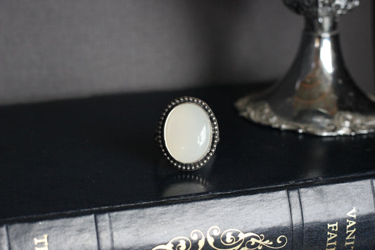 White Moonstone Statement Ring // Size 11