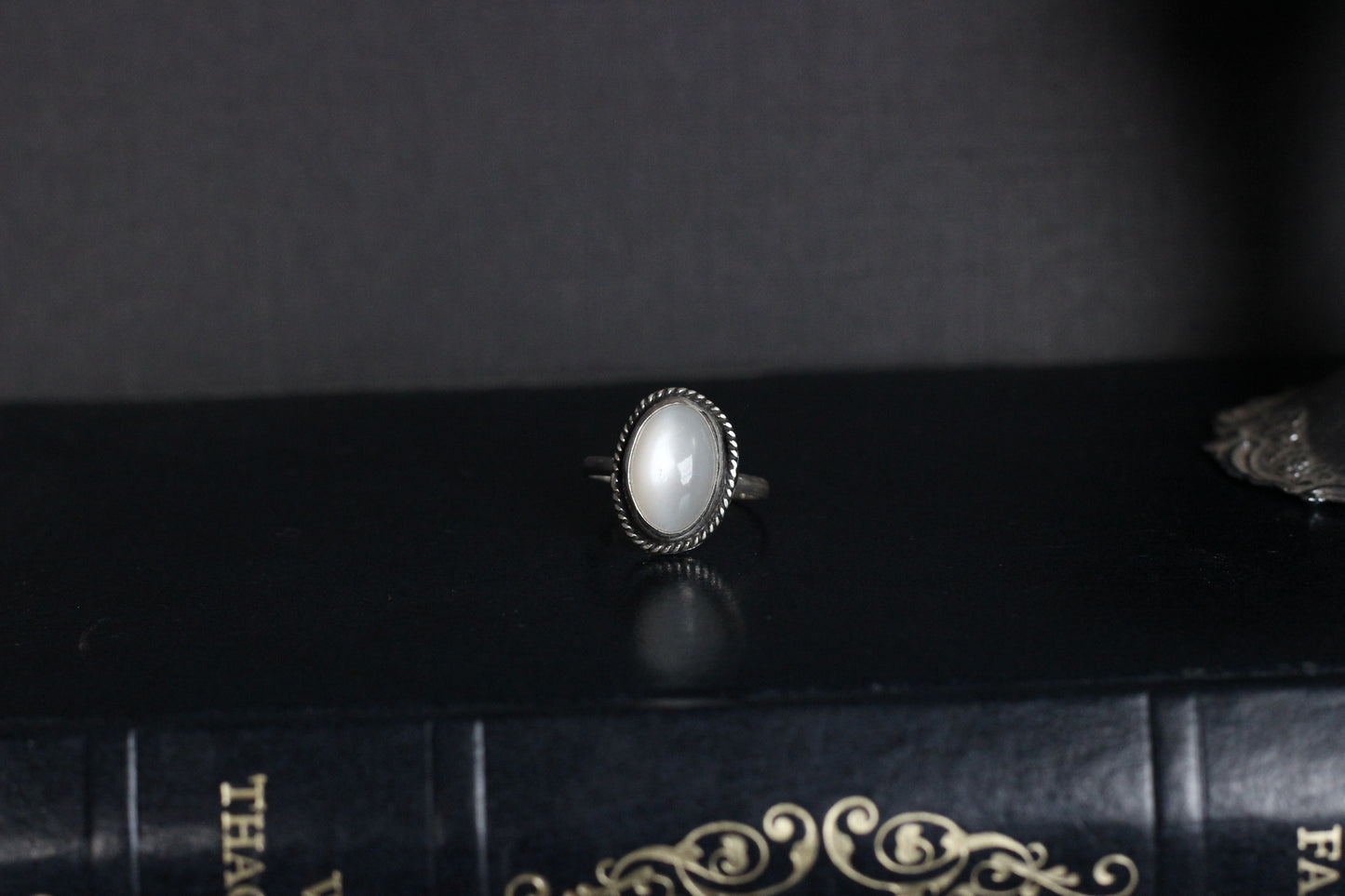 White Moonstone Ring // Size 8