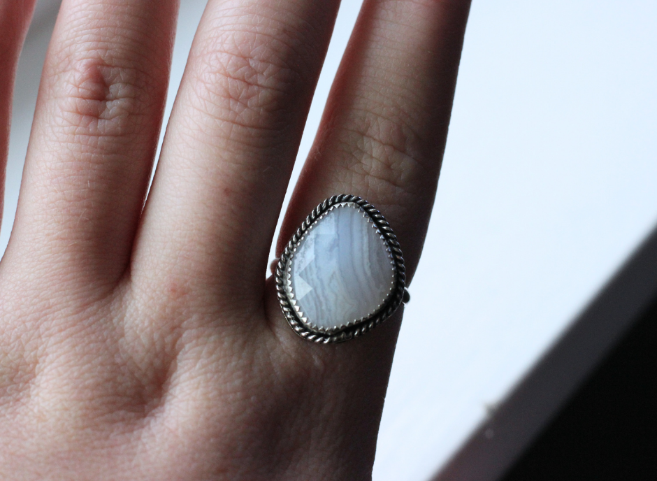 Blue Lace Agate Ring // Size 11 // OOAK