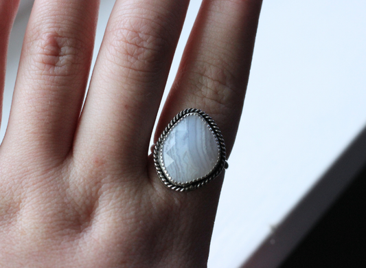 Blue Lace Agate Ring // Size 11 // OOAK