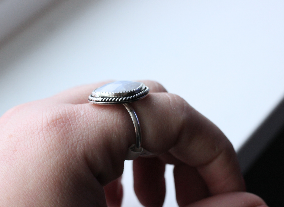 Blue Lace Agate Ring // Size 11 // OOAK