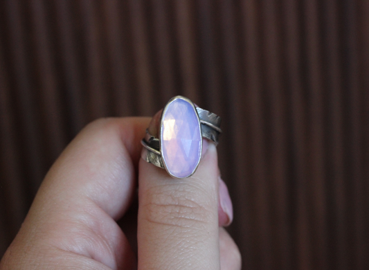 Adjustable Feather Ring // Lavender Quartz