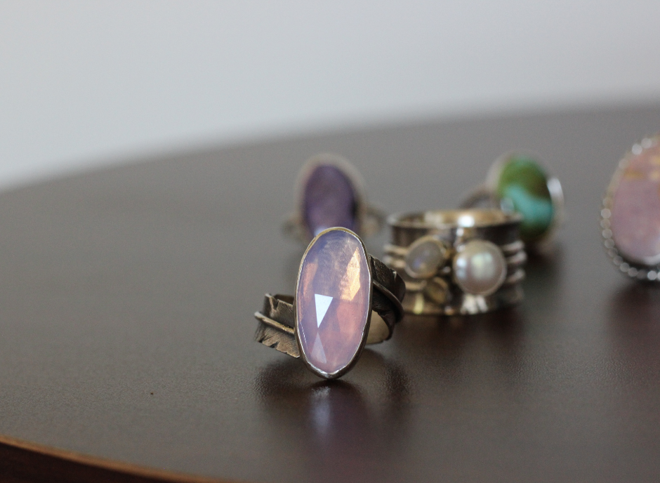 Adjustable Feather Ring // Lavender Quartz