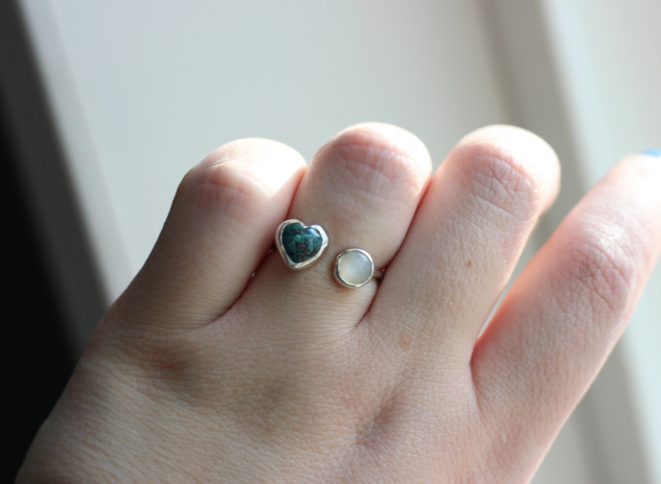 Moonstone and Turquoise Adjustable Ring