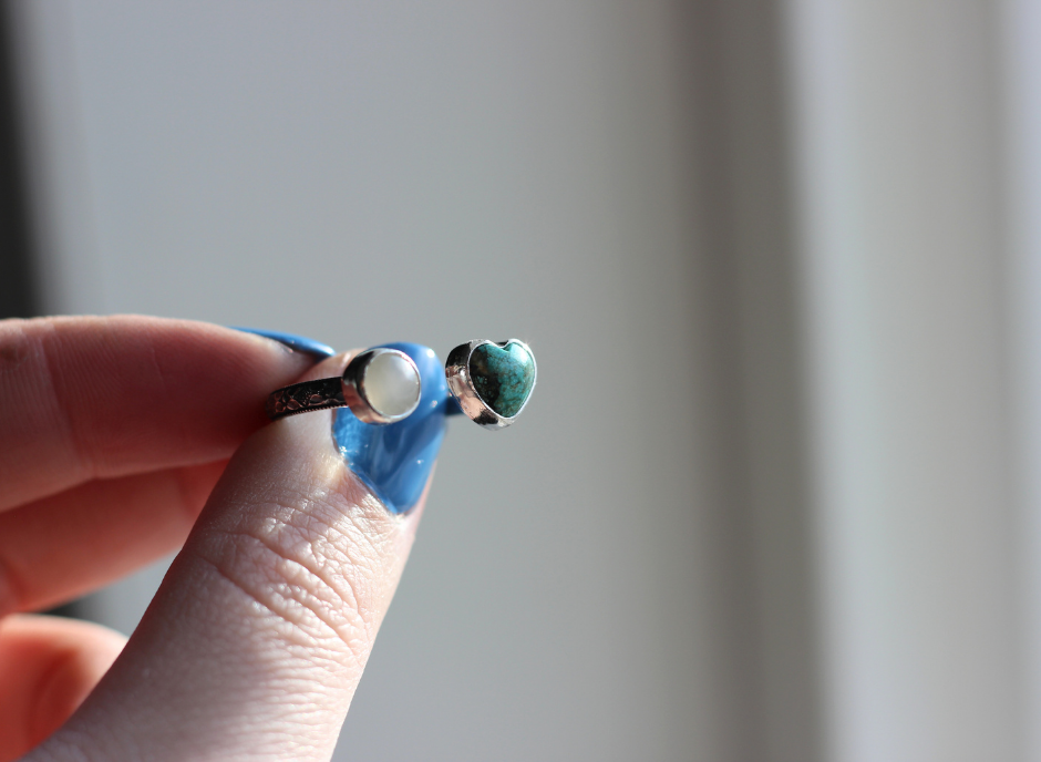 Moonstone and Turquoise Adjustable Ring