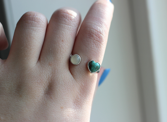 Moonstone and Turquoise Adjustable Ring