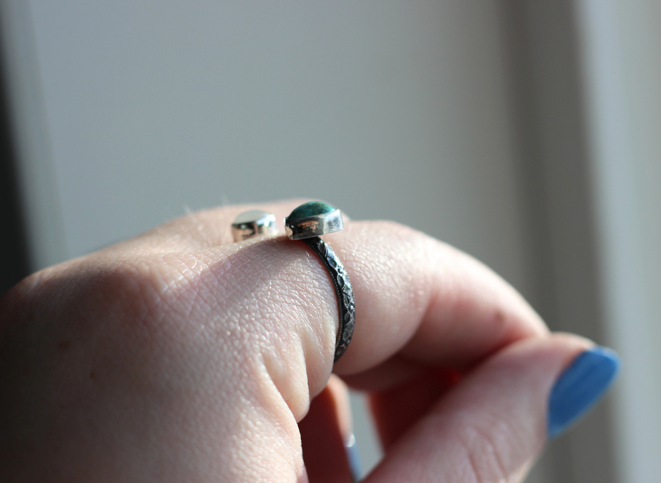 Moonstone and Turquoise Adjustable Ring