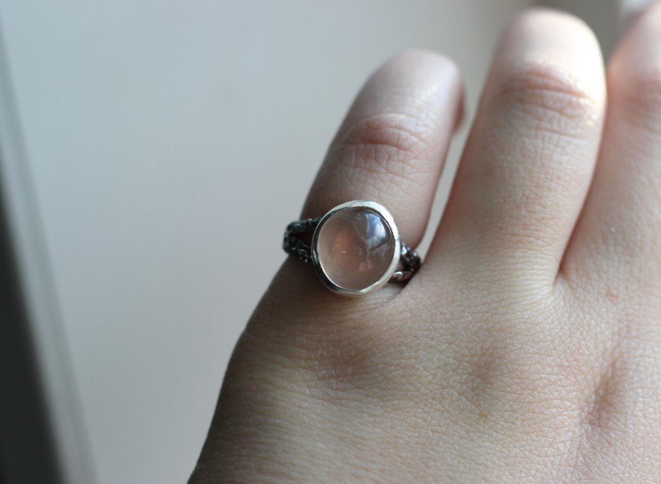 Rose Quartz Rose Garden Ring // Size 7