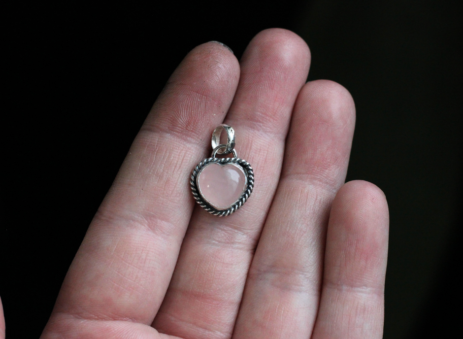 Rose Quartz Heart Pendant // Made to Order