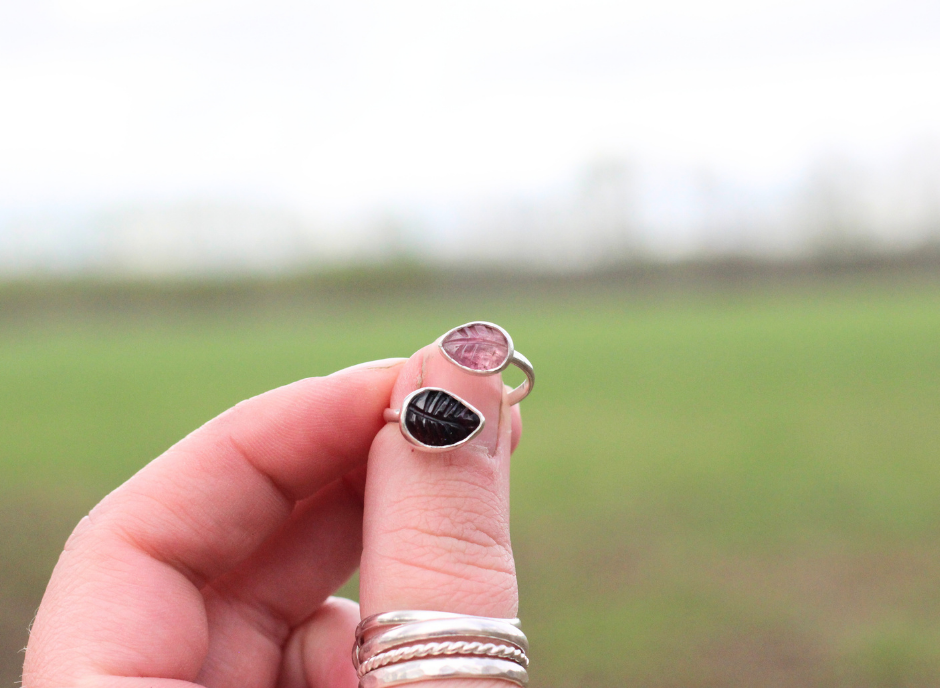 Tourmaline Leaf Adjustable Ring