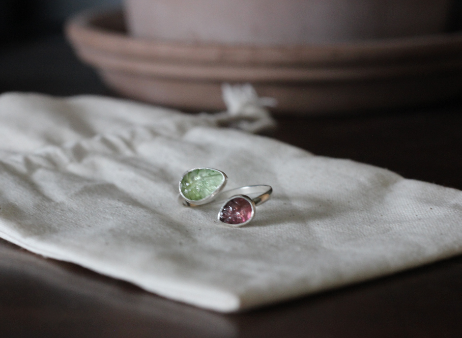Tourmaline Leaf Adjustable Ring
