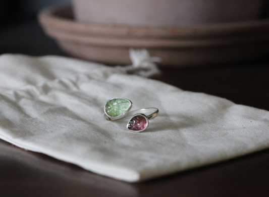 Tourmaline Leaf Adjustable Ring