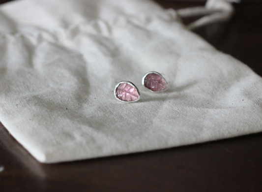 Tourmaline Leaf Stud Earrings