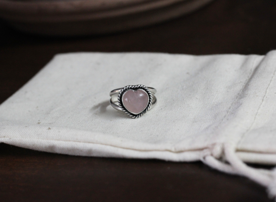 Rose Quartz Heart Ring // Made to Order