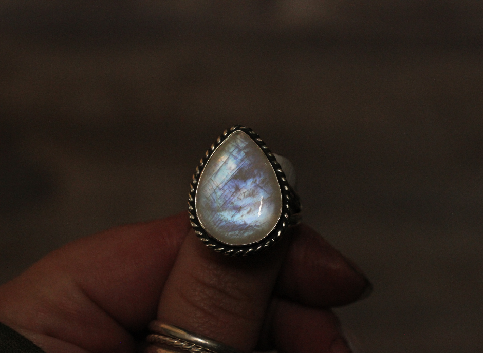 Rainbow Moonstone Ring // Size 10