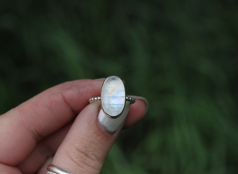 Rainbow Moonstone Ring // Size 5.75