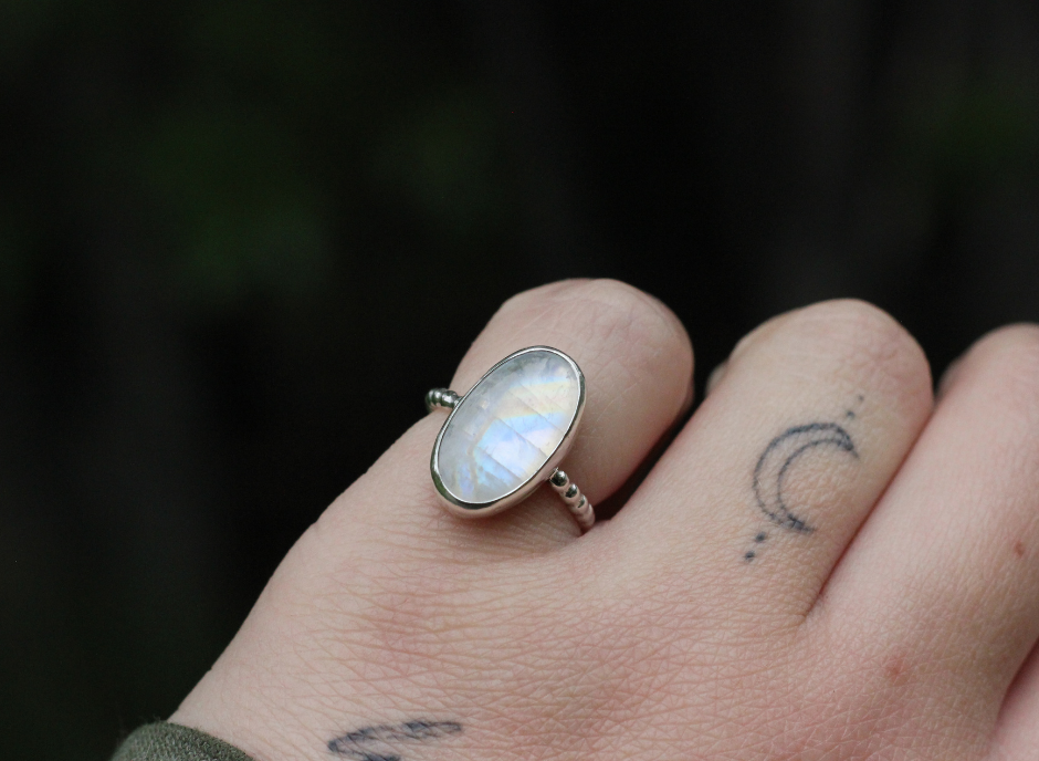 Rainbow Moonstone Ring // Size 5.75
