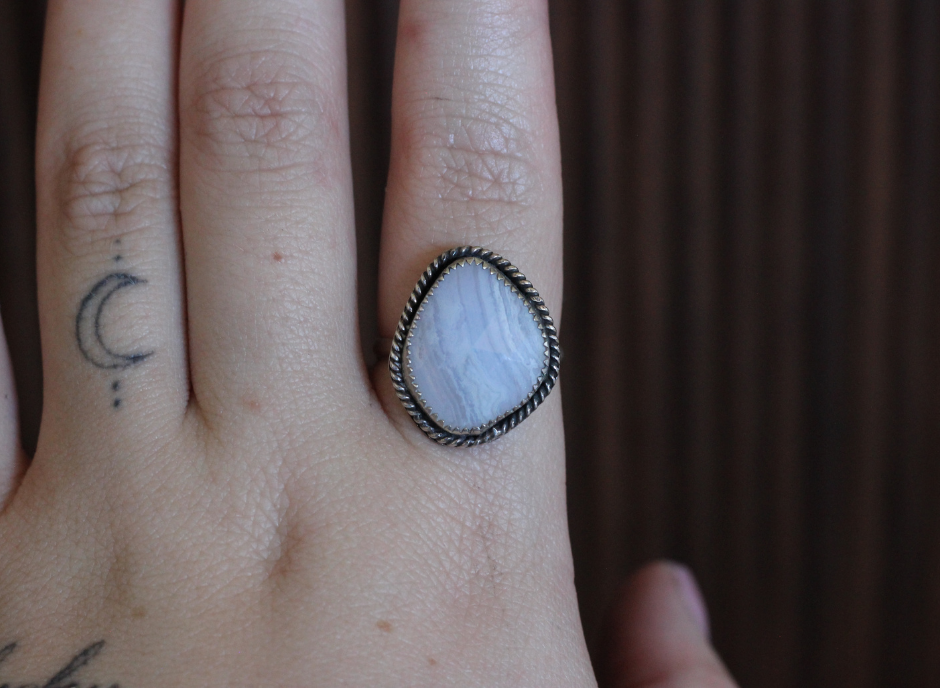 Blue Lace Agate Ring // Size 11